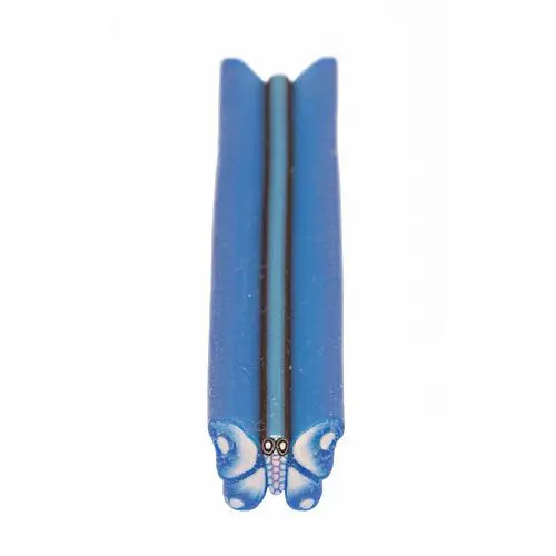 Motýľ - fimo ozdoba modro - bielej farby, tyčinka