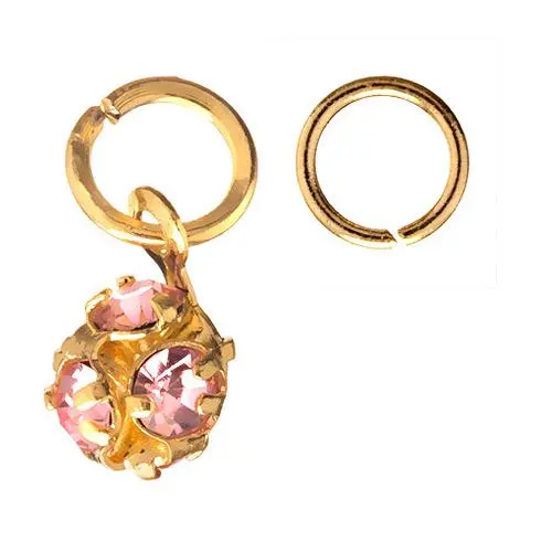 Gulička zlatej farby s ružovými kamienkami - Piercing na nechty